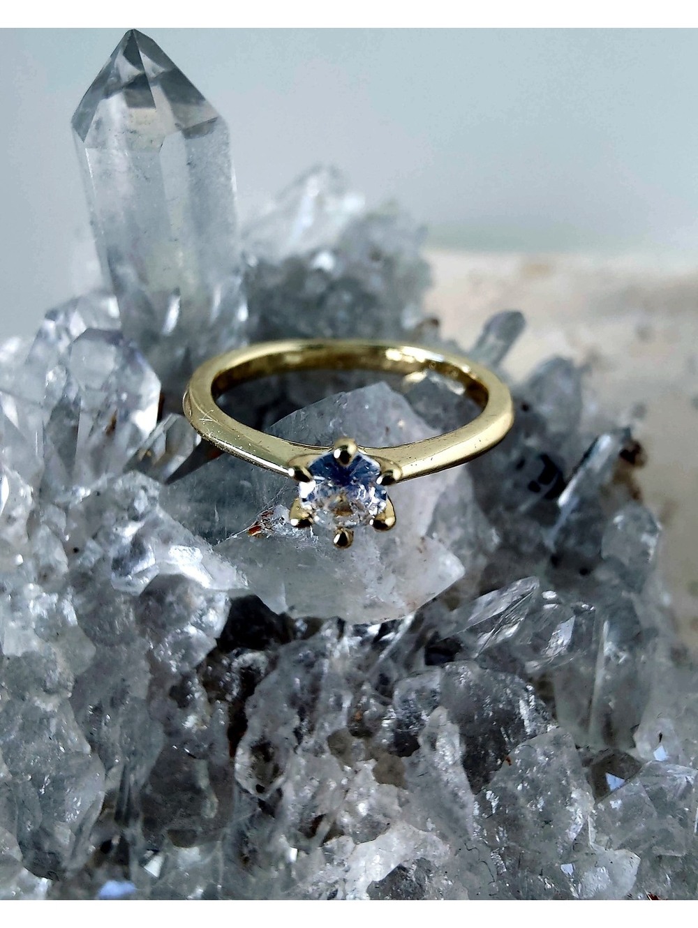 14K Gold Filled Solitaire Ring Size 5.75